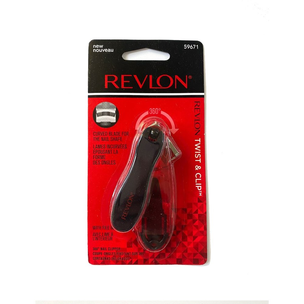 Revlon Twist & Clip Nail Clipper 360 Degrees Rotating Nail Clipper Curved Blade